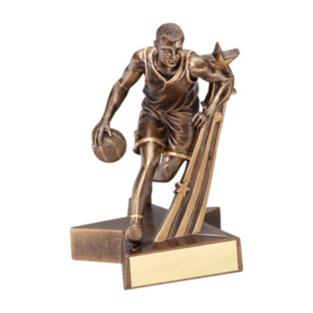 Men's Large 8 1/2 inch Basketball Star Resin Trophy - Image 1